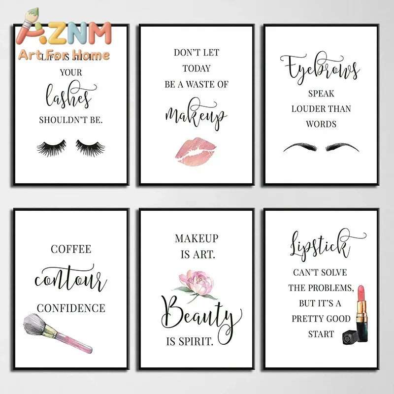 Makeup Is Beauty Quotes - Makeup Quotes Poster Eyelash Eyebrows Lipstick
