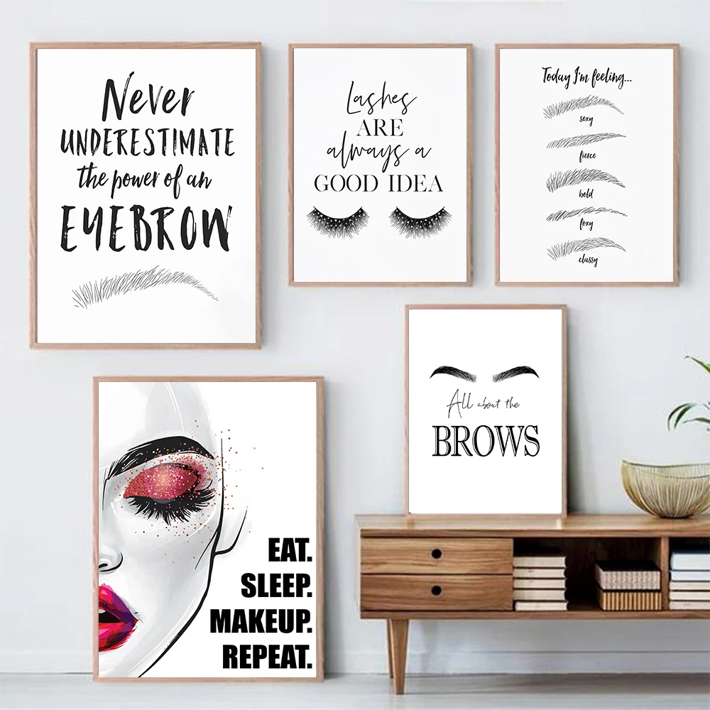 Fashion MakeUp Canvas Painting - Makeup Is Beauty Quotes ulasan dan harga
